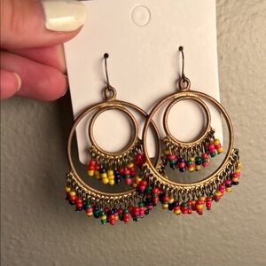 Colorful Beaded Hoop Earrings